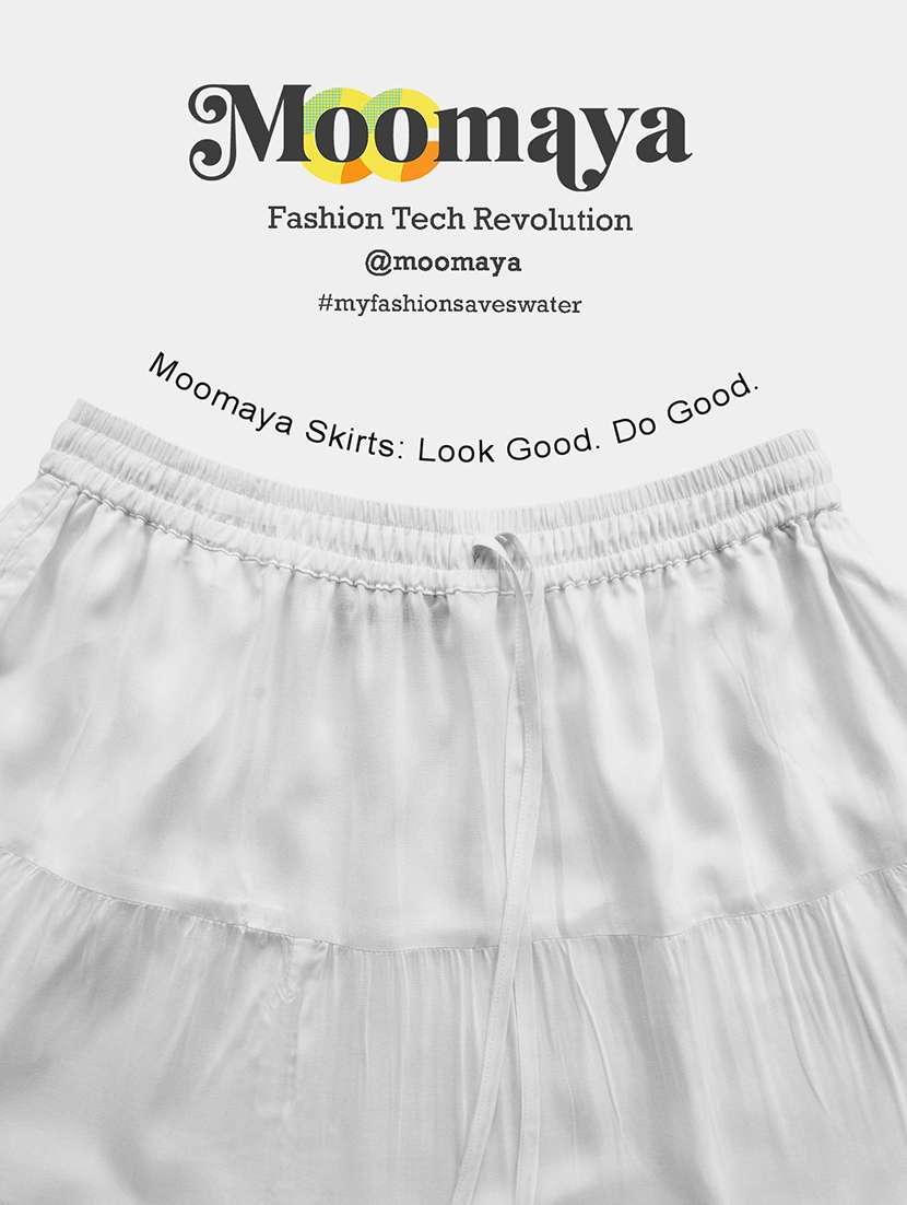 women solid high rise maxi tiered skirt - 22006303 -  Standard Image - 4