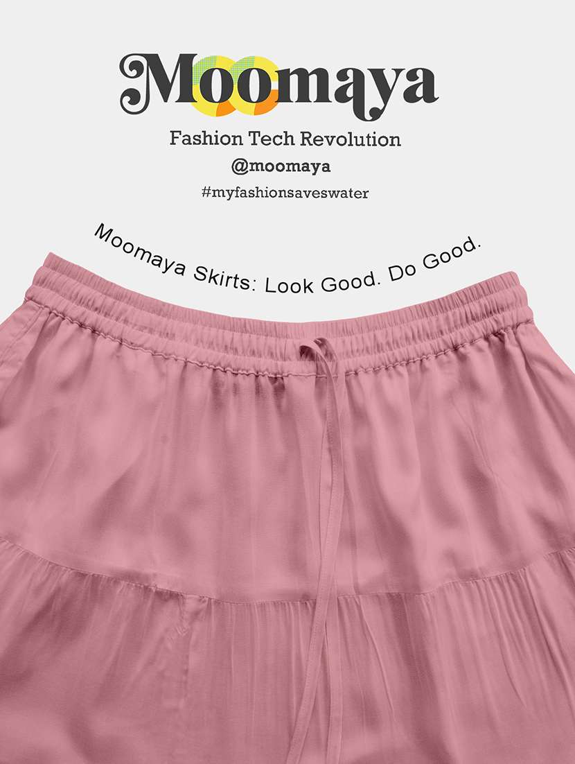 women solid high rise maxi tiered skirt - 22006309 -  Standard Image - 4