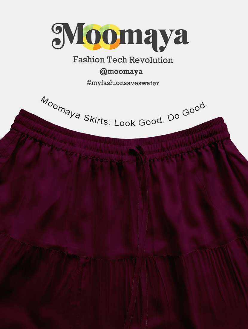 women solid high rise maxi tiered skirt - 22006314 -  Standard Image - 4