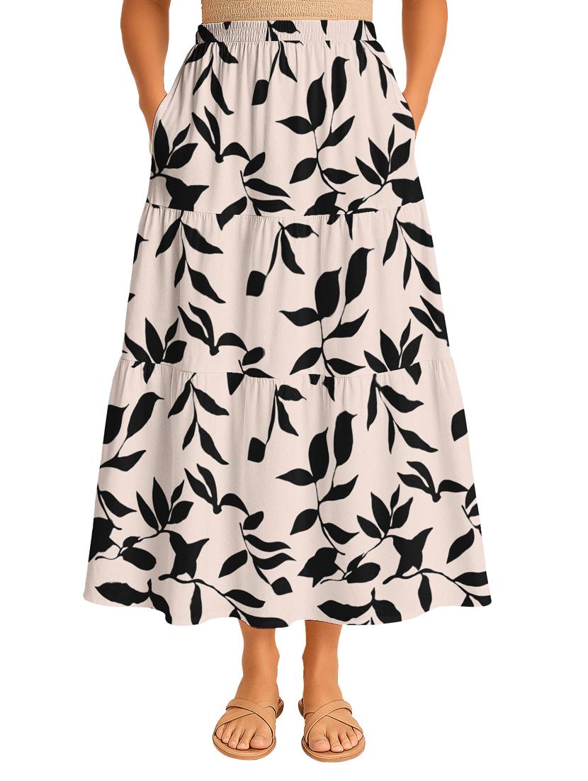 women printed high rise maxi tiered skirt - 22006325 -  Zoom Image - 0