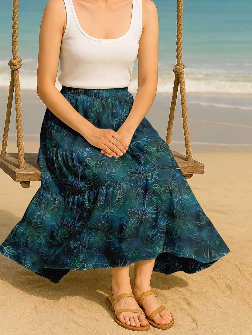 women floral printed high rise maxi tiered skirt - 22006329 - Standard Image - 1