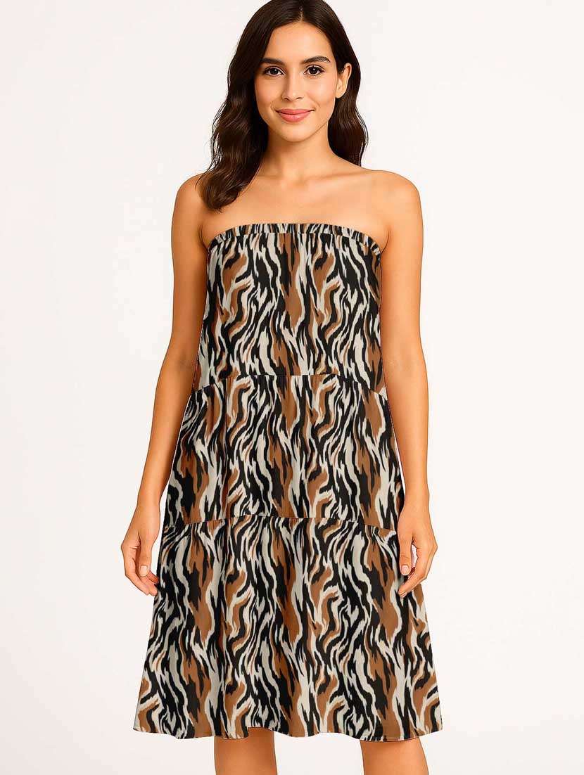 women animal print high rise maxi tiered skirt - 22006333 -  Standard Image - 4