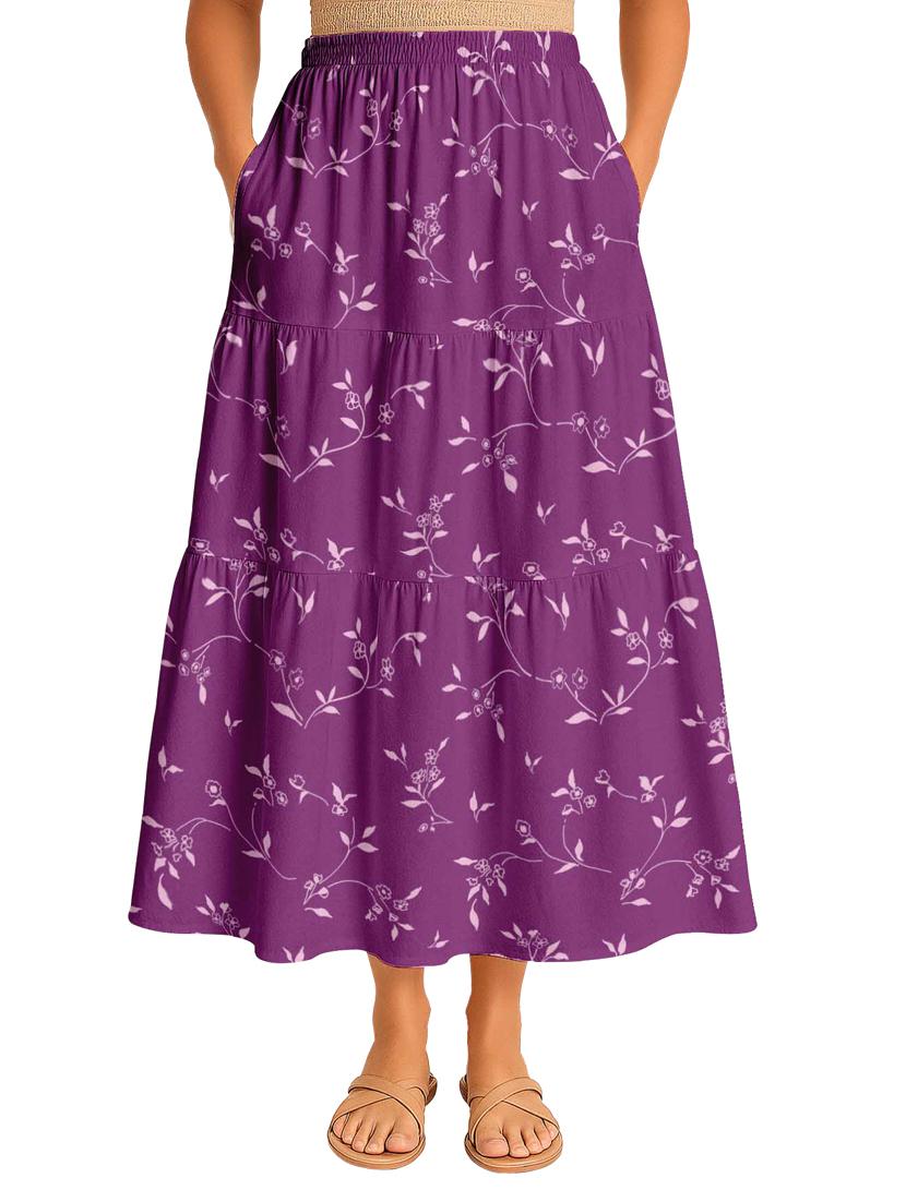 women floral printed high rise maxi tiered skirt - 22006338 -  Zoom Image - 0