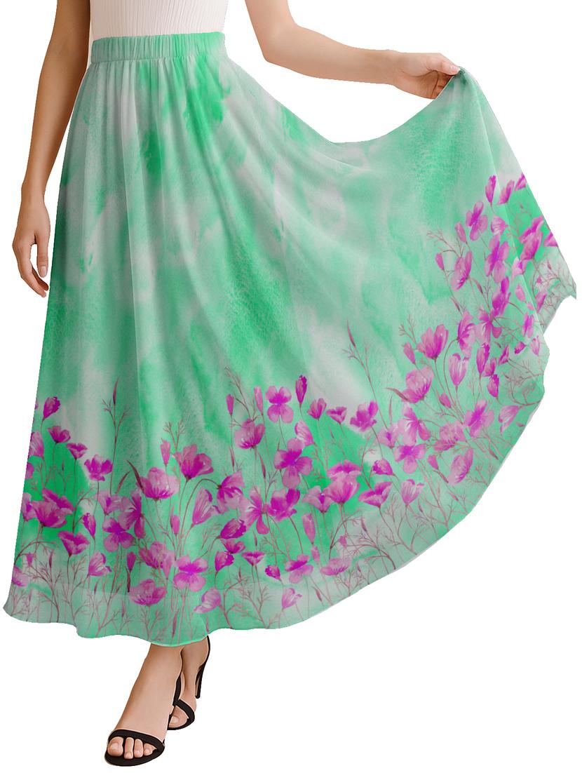 women floral printed high rise maxi flared skirt - 22006341 -  Zoom Image - 0