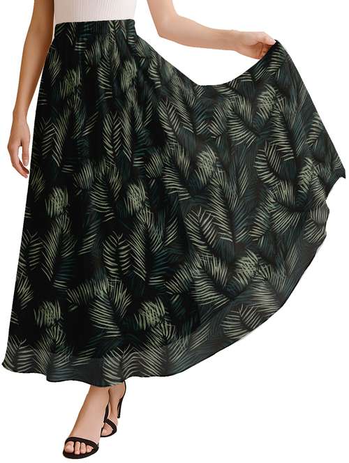 women tropical printed high rise maxi flared skirt - 22006342 -  Standard Image - 0