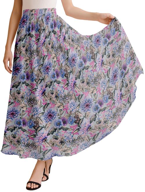 women floral printed high rise maxi flared skirt - 22006344 - Standard Image - 0