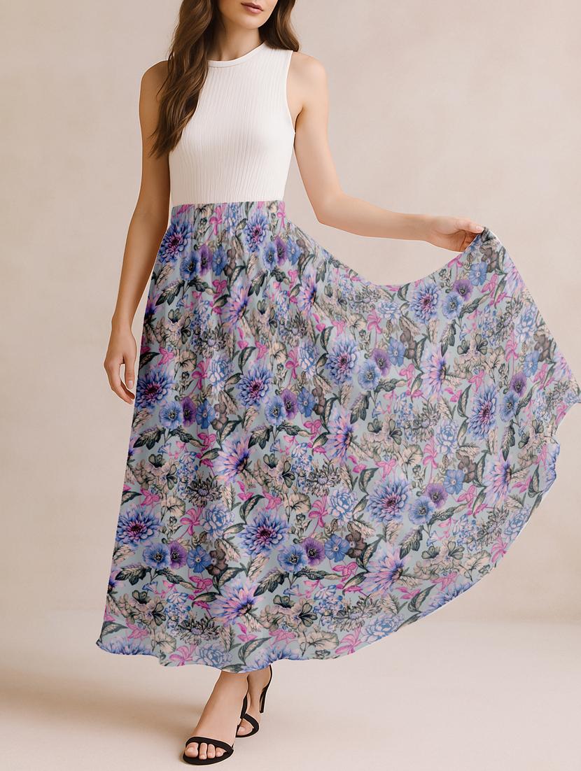 women floral printed high rise maxi flared skirt - 22006344 - Standard Image - 1
