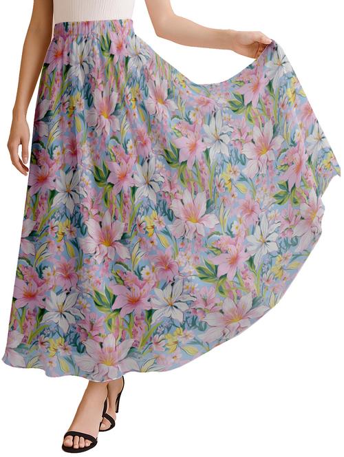 women floral printed high rise maxi flared skirt - 22006346 - Standard Image - 0
