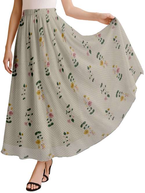 women printed high rise maxi flared skirt - 22006347 -  Standard Image - 0