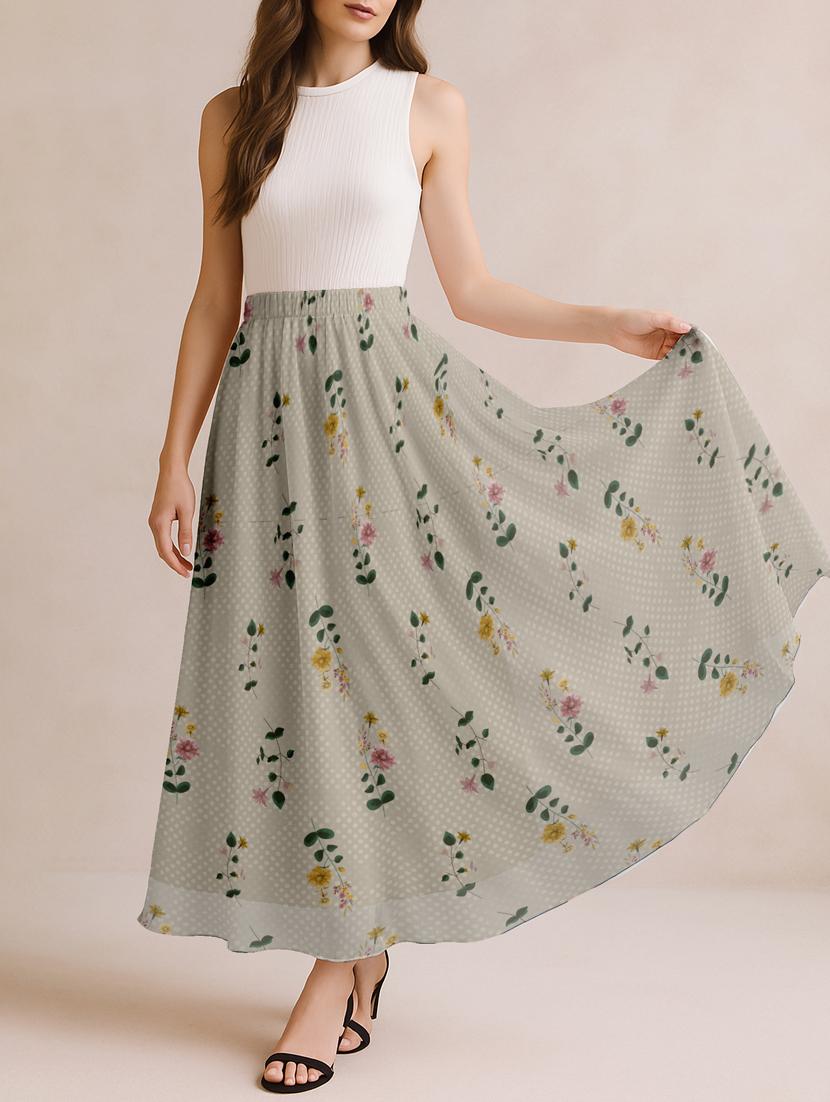 women printed high rise maxi flared skirt - 22006347 -  Standard Image - 1