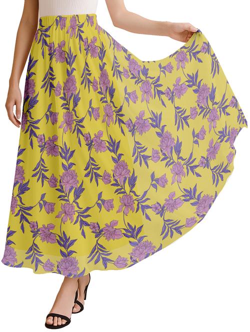 women floral printed high rise maxi flared skirt - 22006352 -  Standard Image - 0
