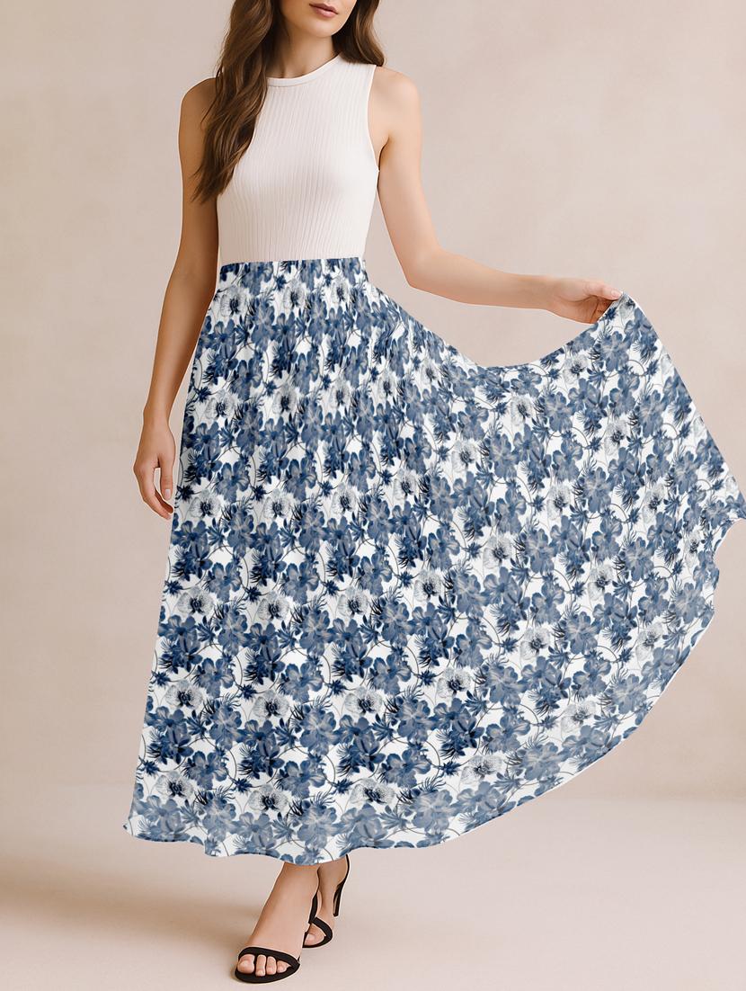 women floral printed high rise maxi flared skirt - 22006355 - Standard Image - 1