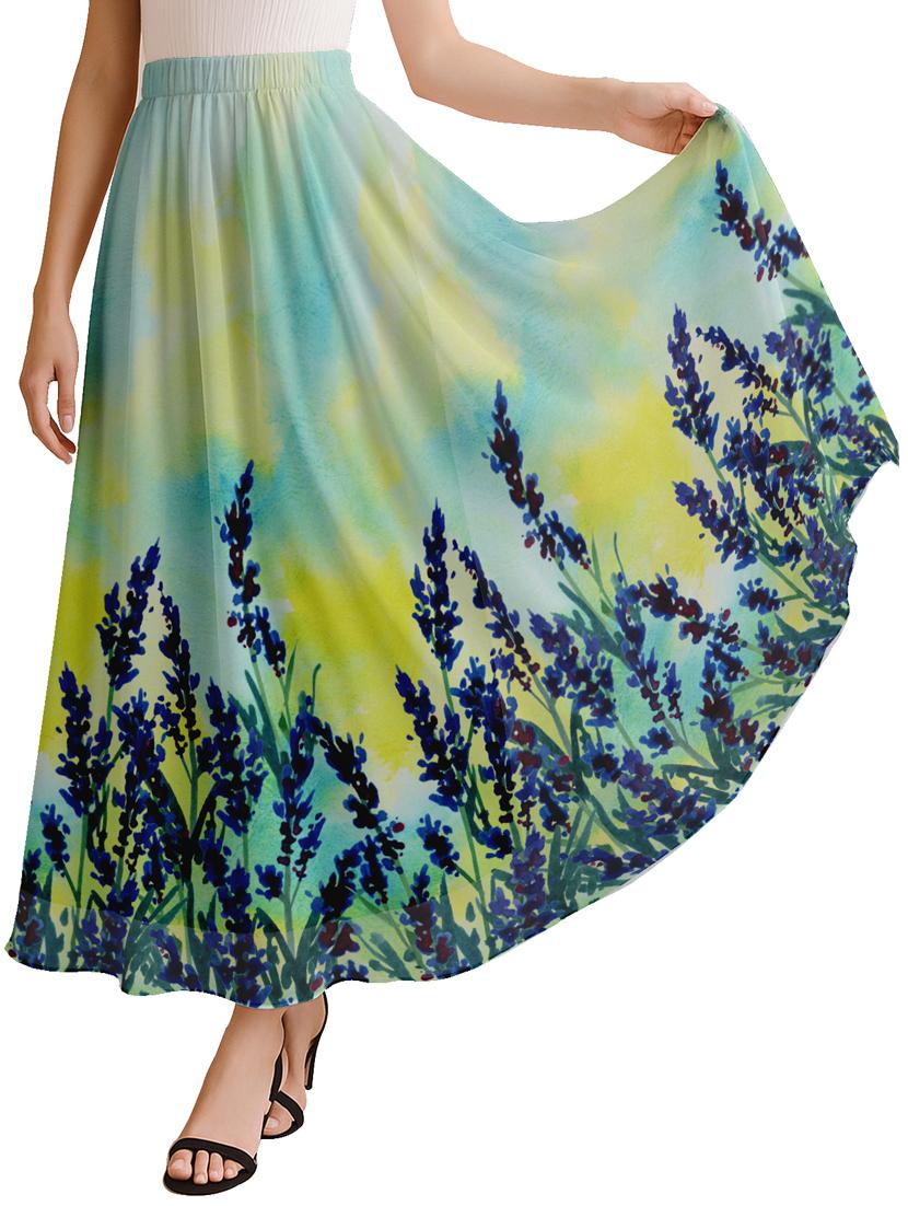 women printed high rise maxi flared skirt - 22006358 -  Zoom Image - 0