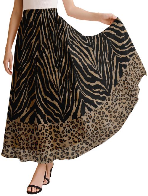 women animal print high rise maxi flared skirt - 22006359 -  Standard Image - 0