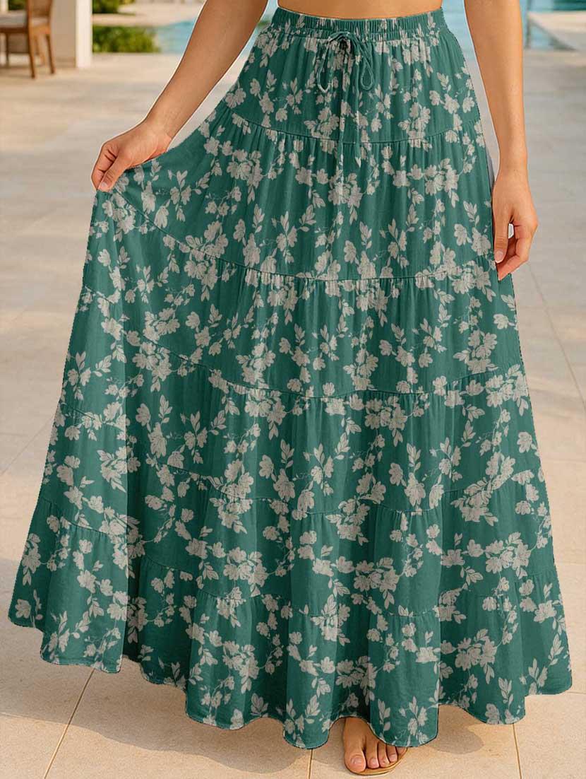 women floral printed high rise maxi tiered skirt - 22006362 - Zoom Image - 0
