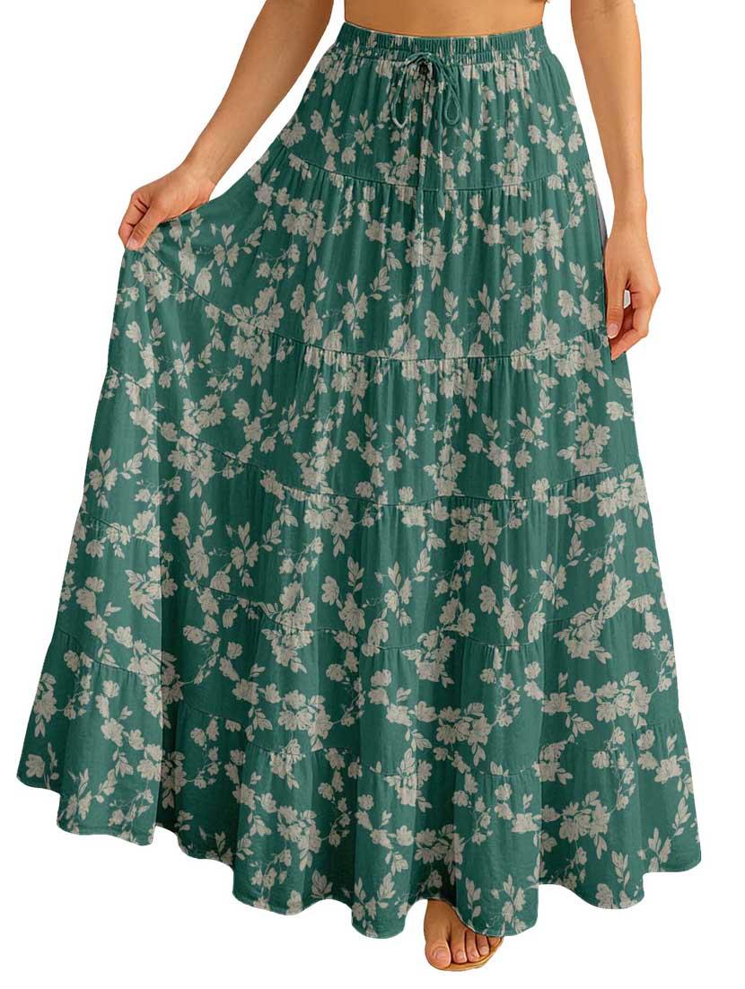 women floral printed high rise maxi tiered skirt - 22006362 - Standard Image - 4
