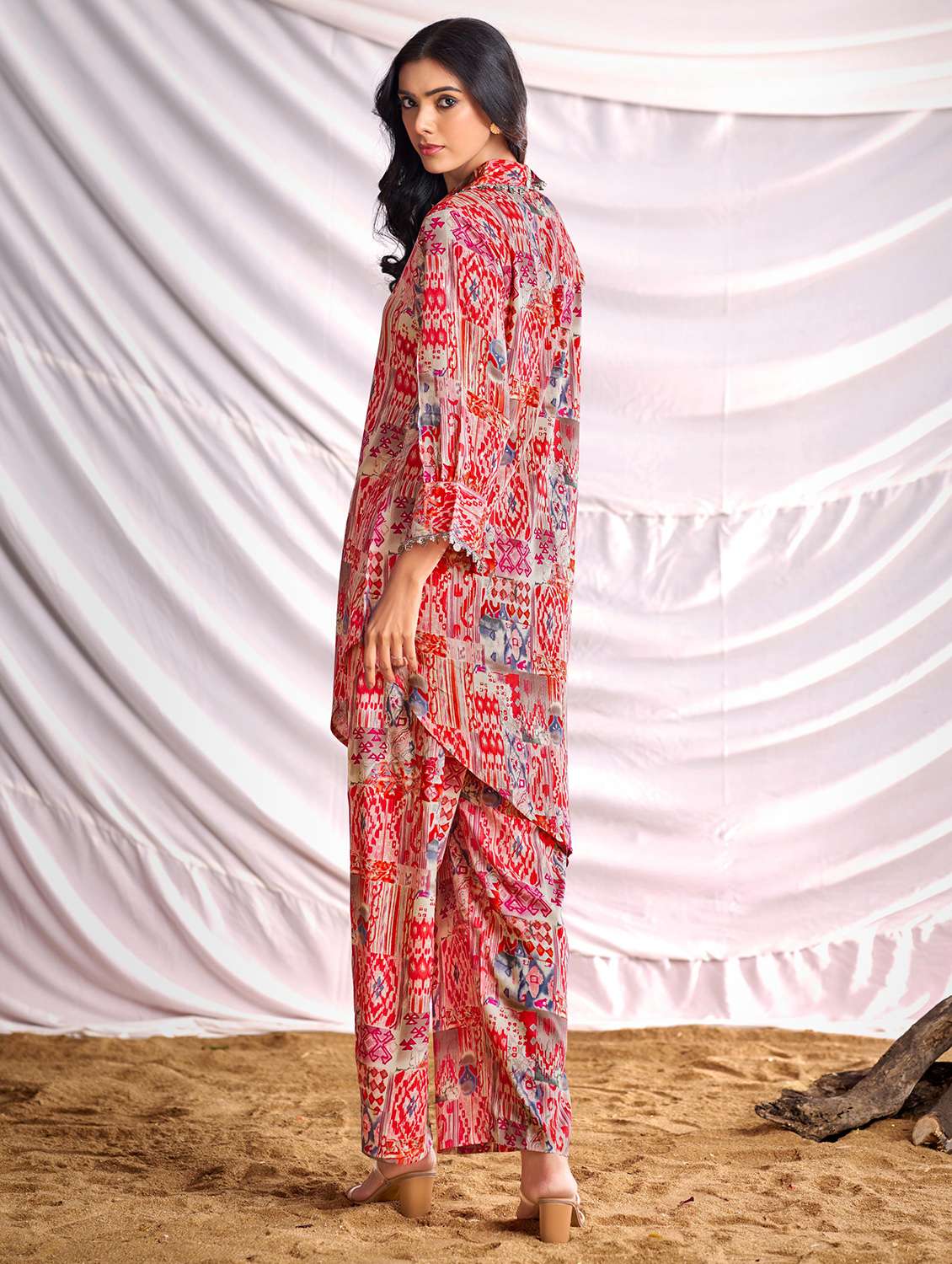 women printed long sleeve kurta pant set - 22006364 -  Standard Image - 1