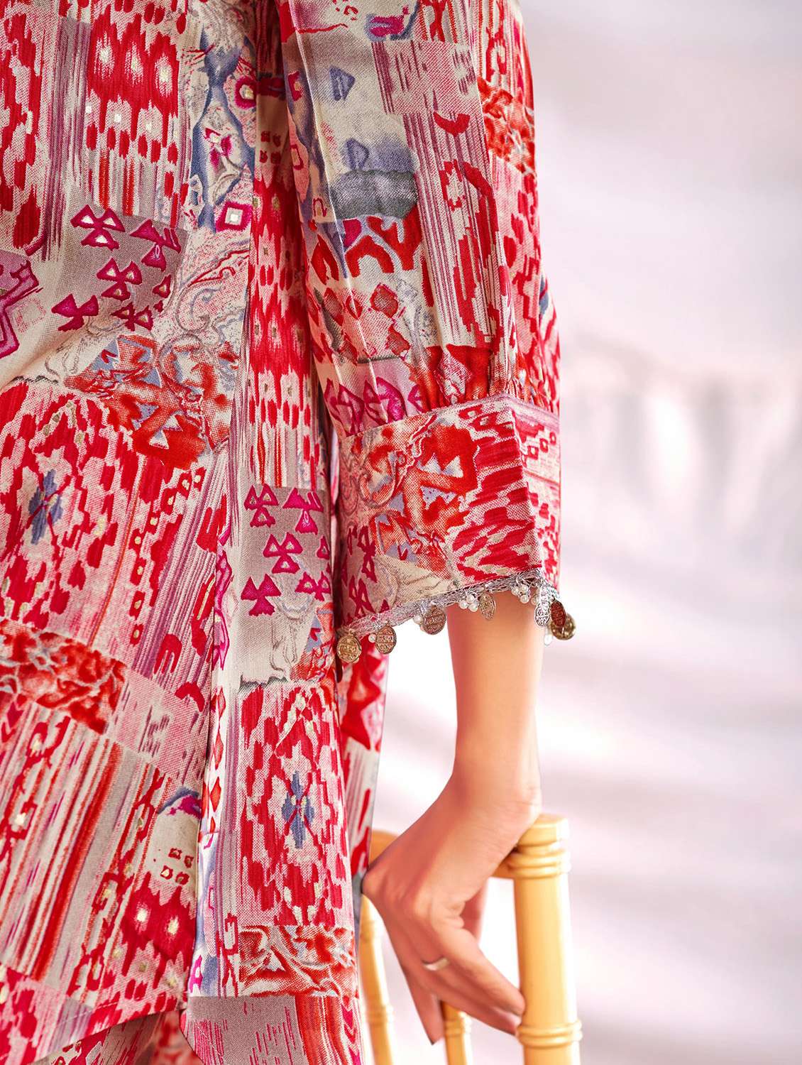 women printed long sleeve kurta pant set - 22006364 -  Standard Image - 4