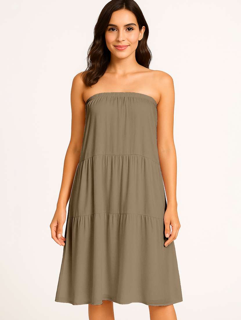 women solid high rise maxi tiered skirt - 22006374 -  Standard Image - 4