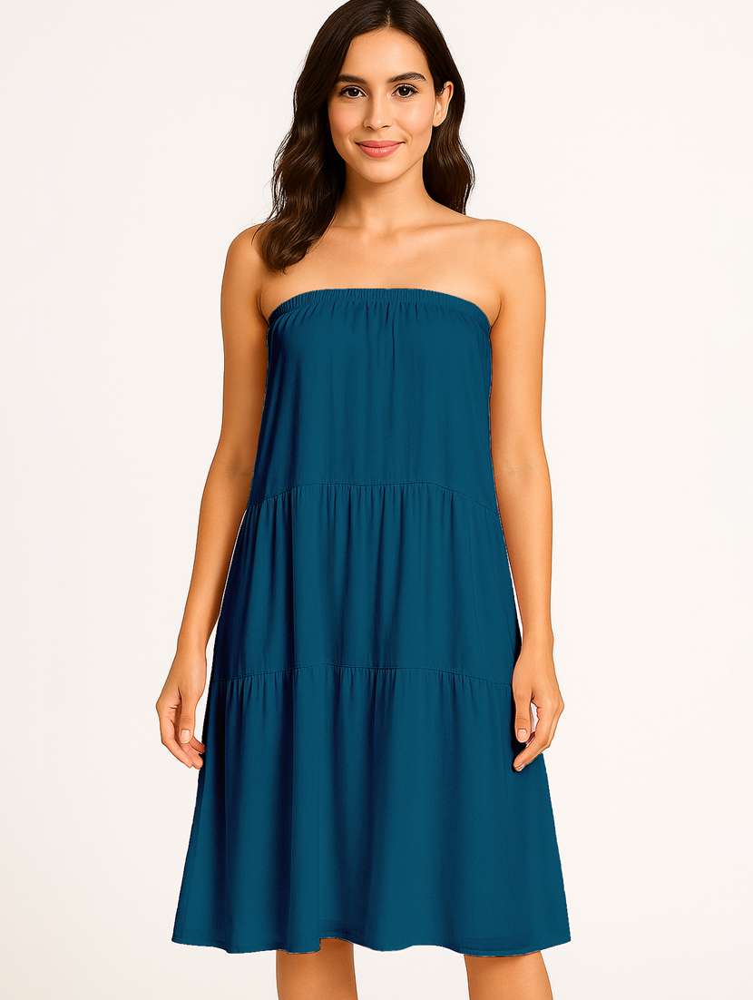 women solid high rise maxi tiered skirt - 22006375 -  Standard Image - 4