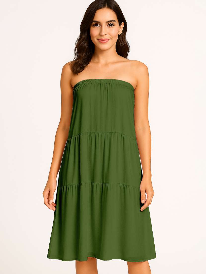 women solid high rise maxi tiered skirt - 22006376 -  Standard Image - 4