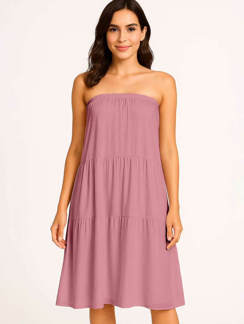 women solid high rise maxi tiered skirt - 22006379 -  Standard Image - 4