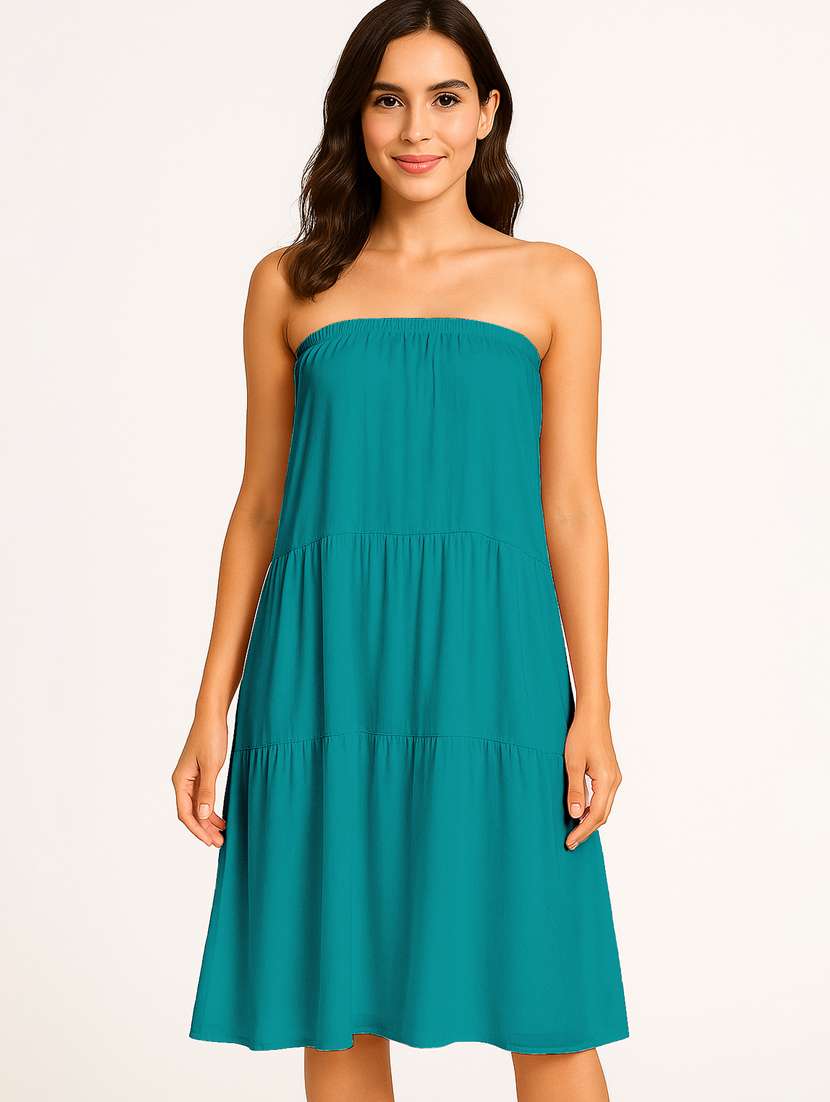 women solid high rise maxi tiered skirt - 22006380 -  Standard Image - 4