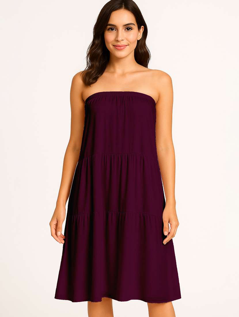 women solid high rise maxi tiered skirt - 22006384 -  Standard Image - 4