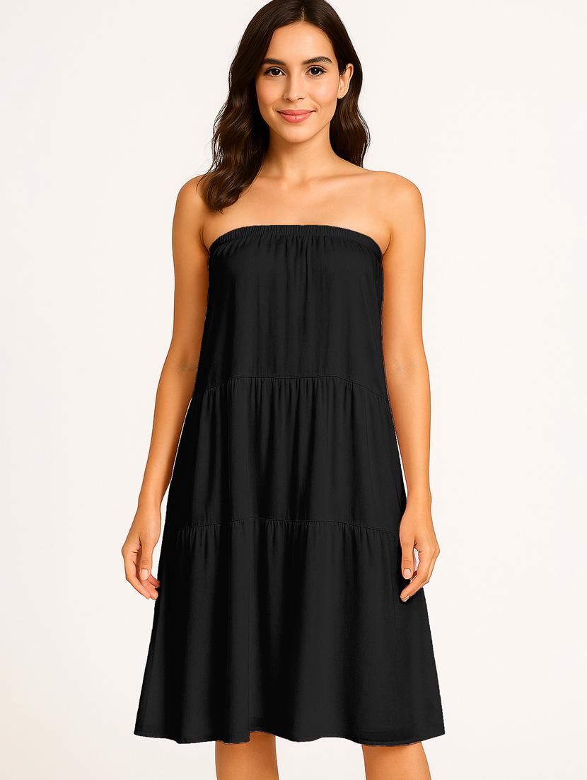 women solid high rise maxi tiered skirt - 22006386 - Standard Image - 4