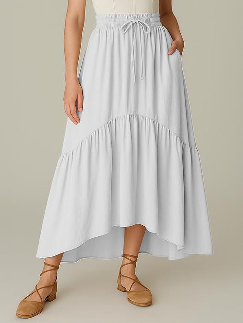 women solid high rise maxi tiered skirt - 22006387 - Standard Image - 0