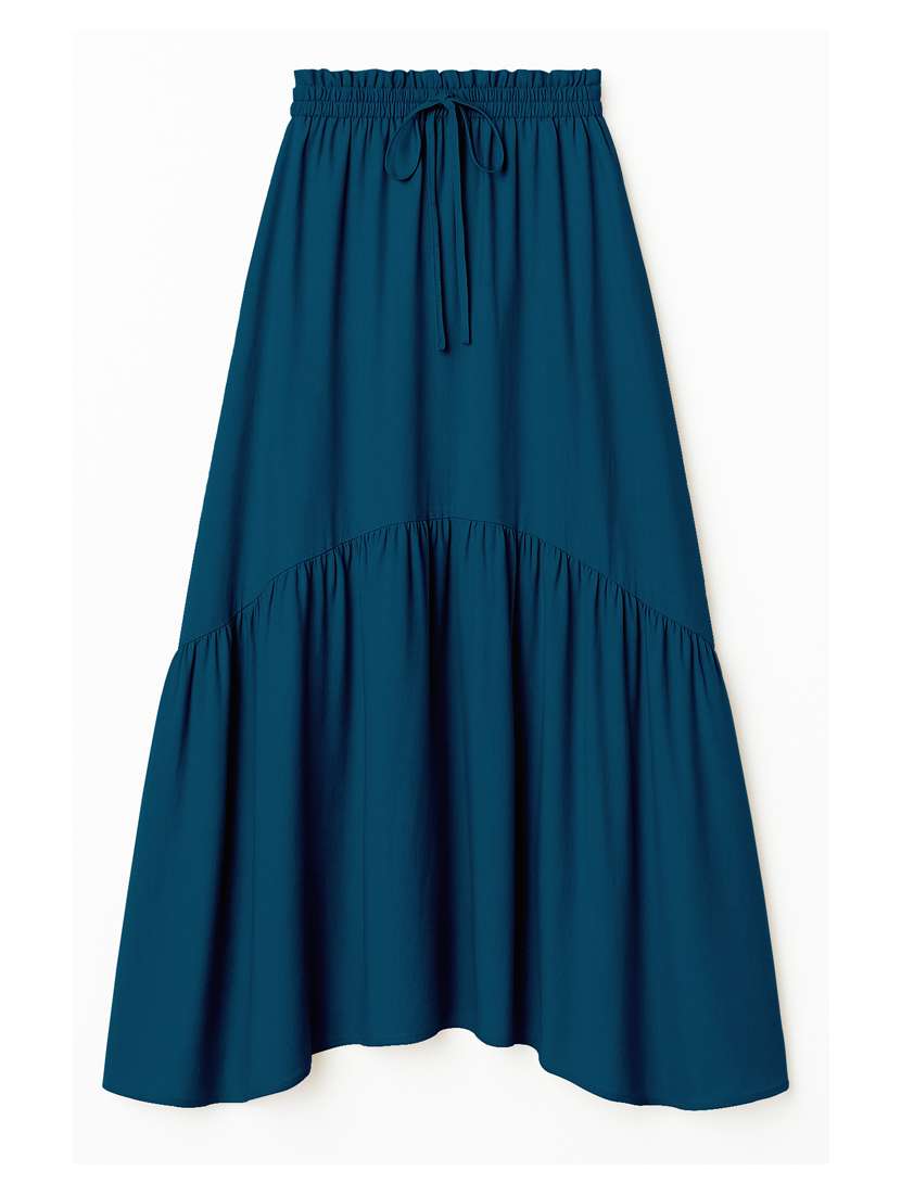 women solid high rise maxi tiered skirt - 22006389 -  Standard Image - 4