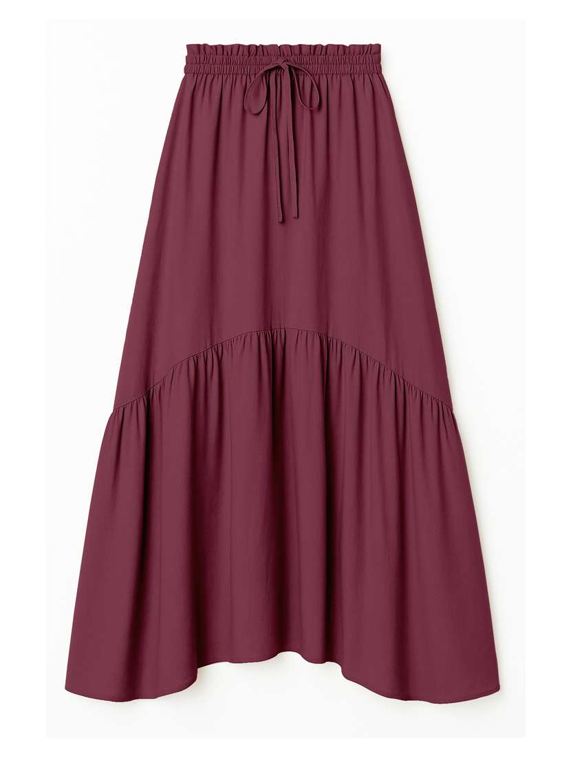 women solid high rise maxi tiered skirt - 22006395 -  Standard Image - 4