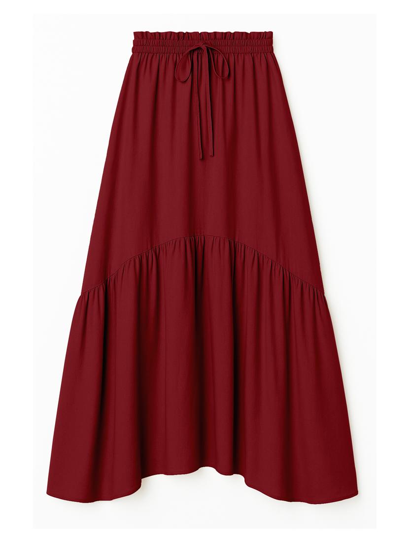 women solid high rise maxi tiered skirt - 22006397 - Standard Image - 4