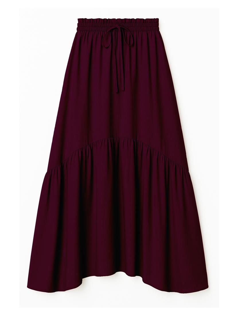 women solid high rise maxi tiered skirt - 22006398 - Standard Image - 4