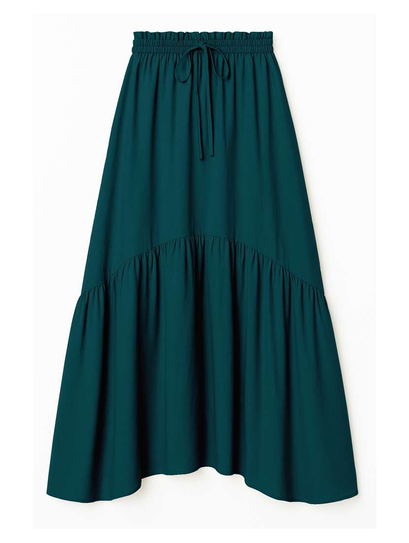 women solid high rise maxi tiered skirt - 22006399 -  Standard Image - 4