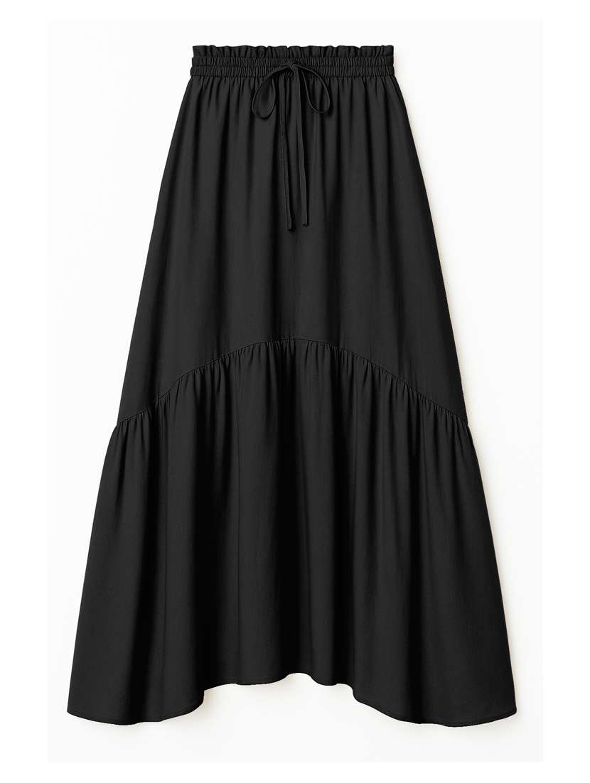 women solid high rise maxi tiered skirt - 22006400 - Standard Image - 4