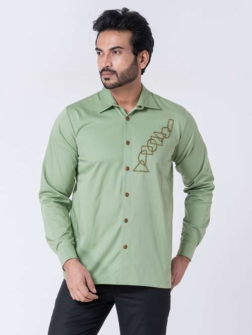 men geometric long sleeve regular fit casual shirt - 22006404 -  Standard Image - 0