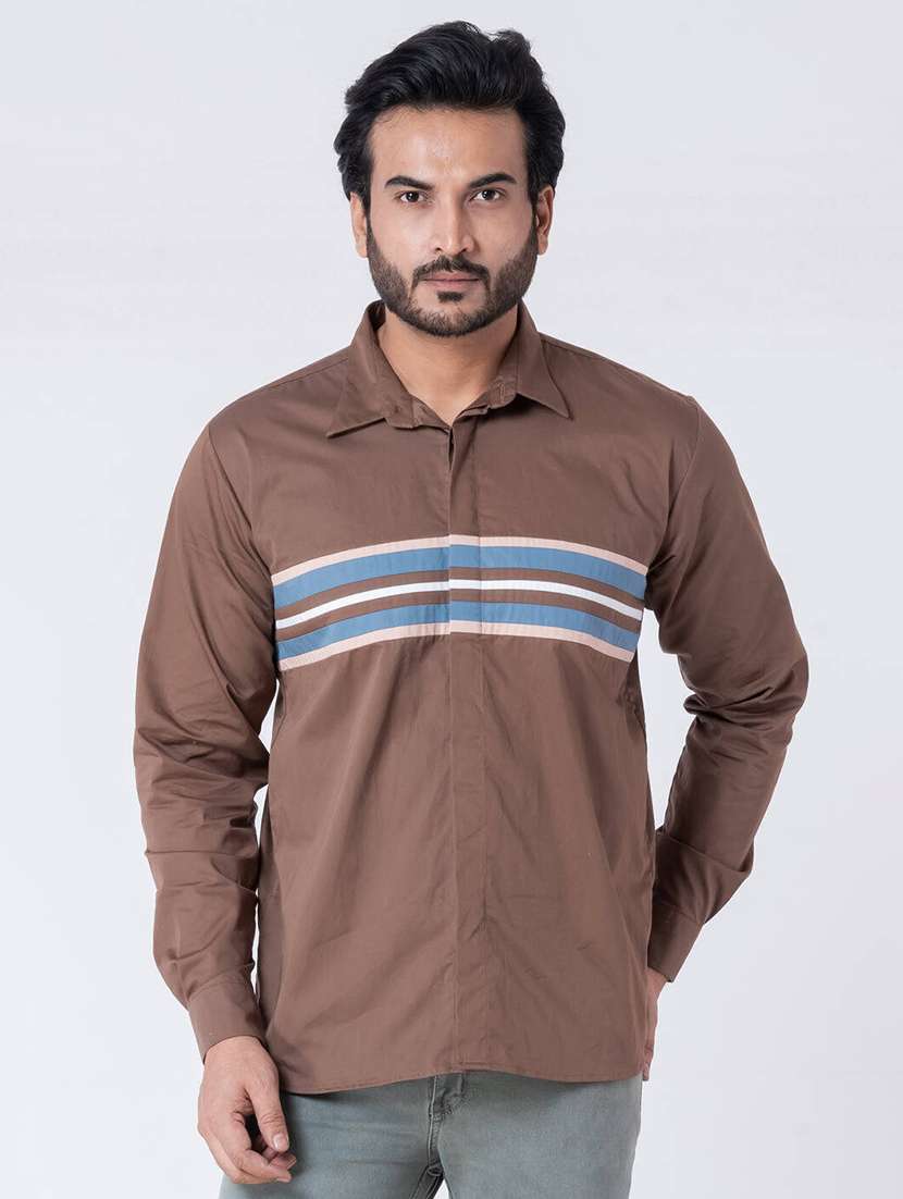 men striped long sleeve regular fit casual shirt - 22006410 - Zoom Image - 0