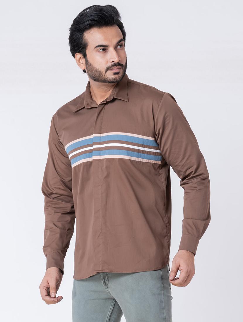 men striped long sleeve regular fit casual shirt - 22006410 - Standard Image - 1