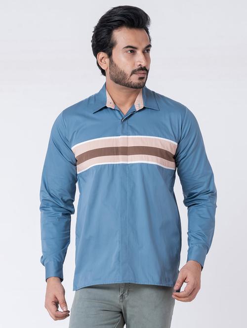 men striped long sleeve regular fit casual shirt - 22006411 - Standard Image - 0