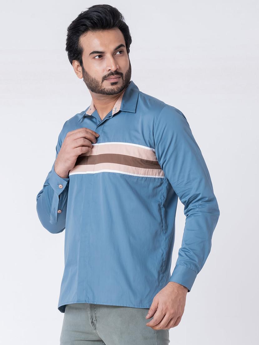 men striped long sleeve regular fit casual shirt - 22006411 - Standard Image - 1