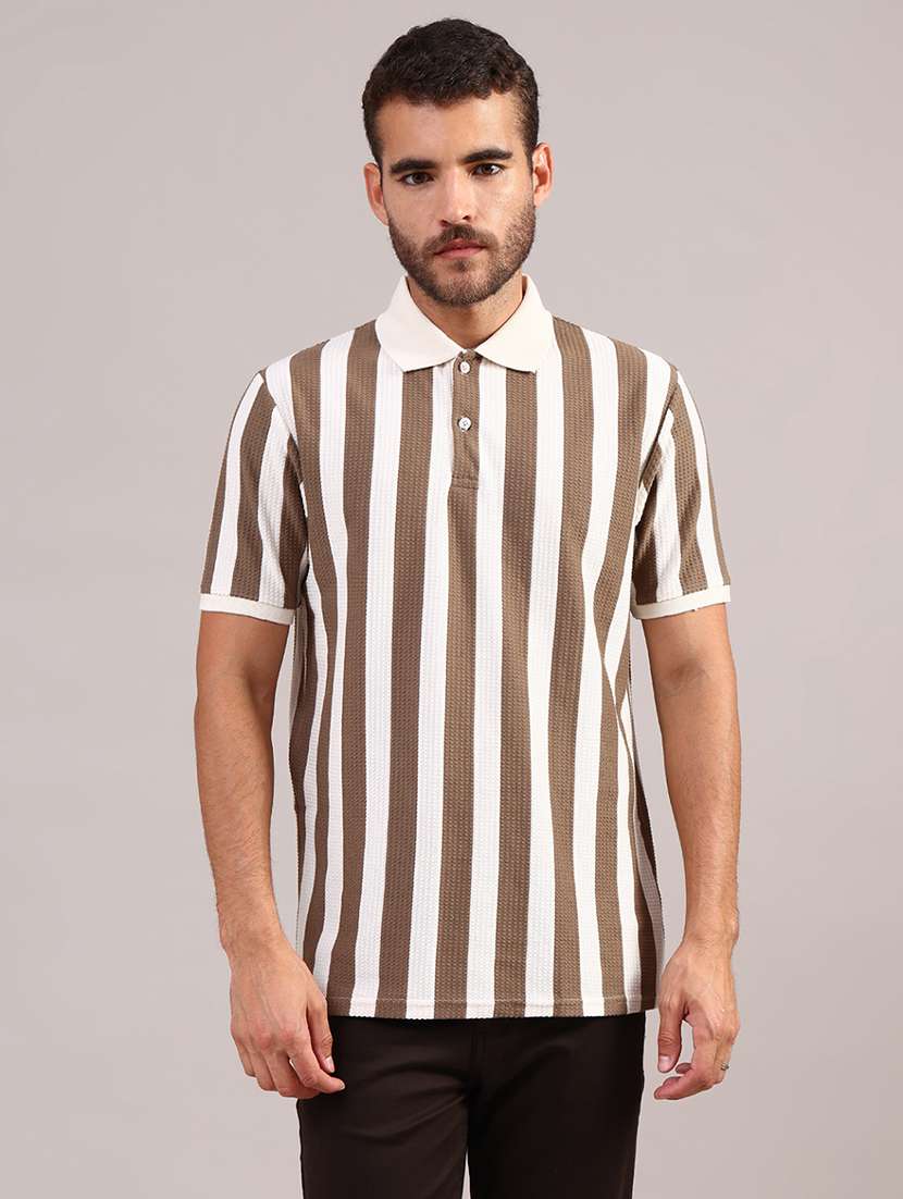men striped short sleeve regular fit polo t-shirt - 22006493 -  Standard Image - 1