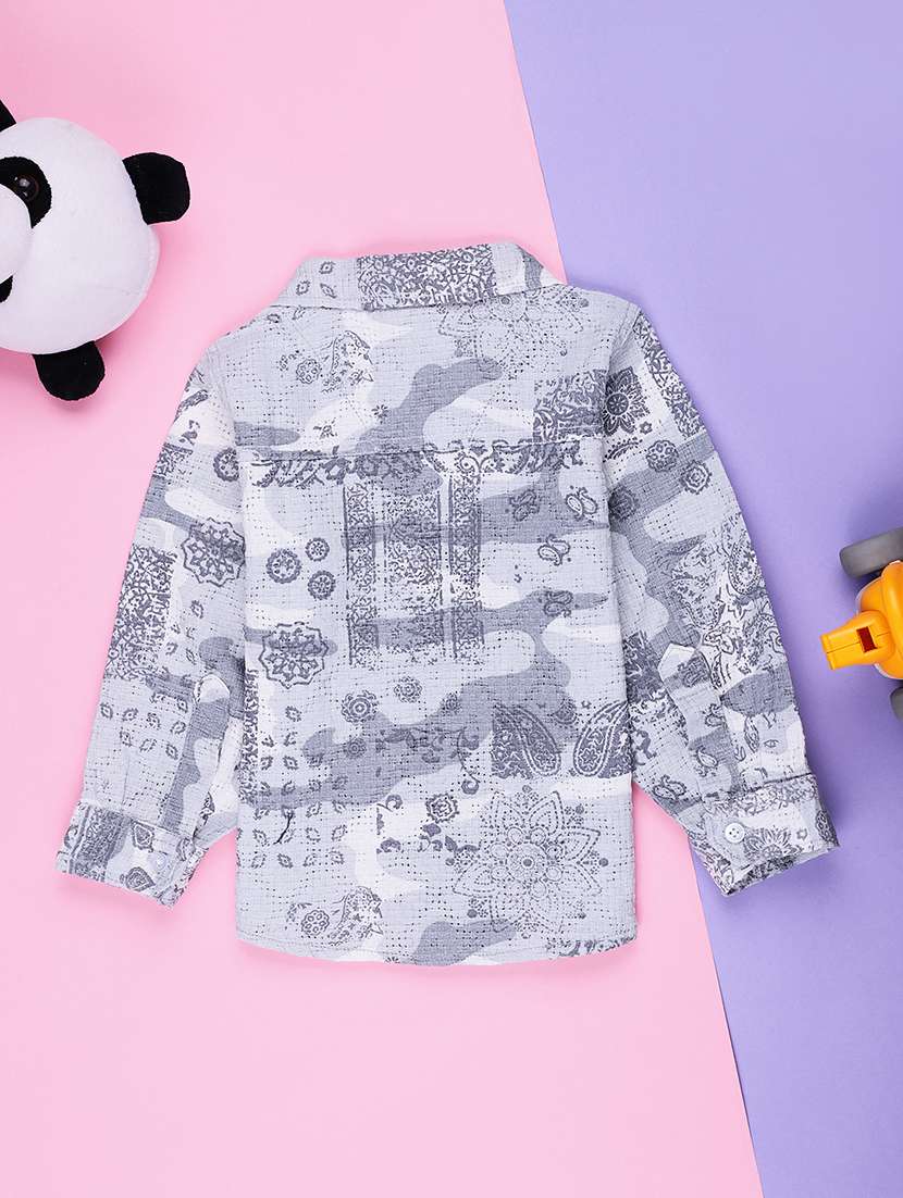 boys printed collared long sleeve shirt - 22006614 -  Standard Image - 1