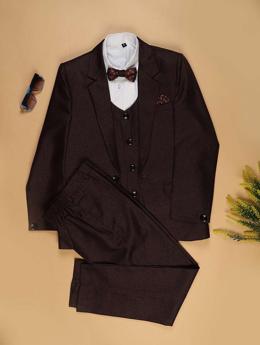 boys solid long sleeve 3 piece suit set