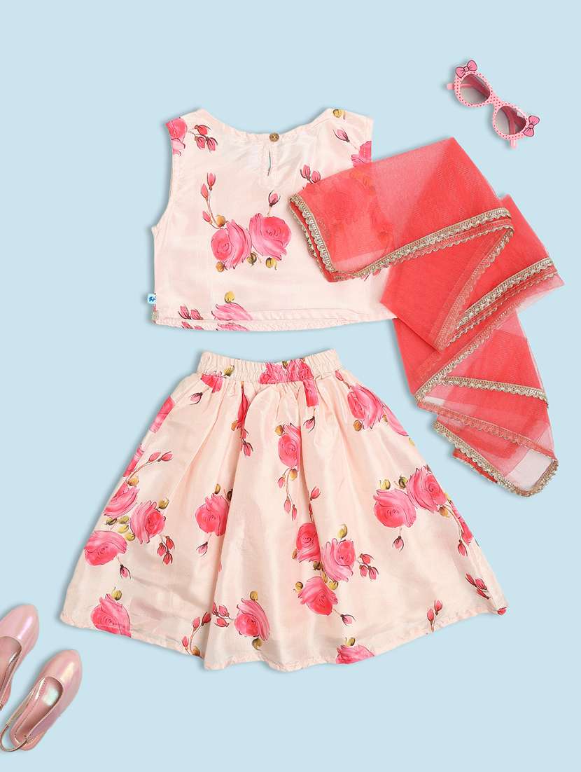 girls printed sleeveless lehenga choli set - 22006727 -  Standard Image - 1