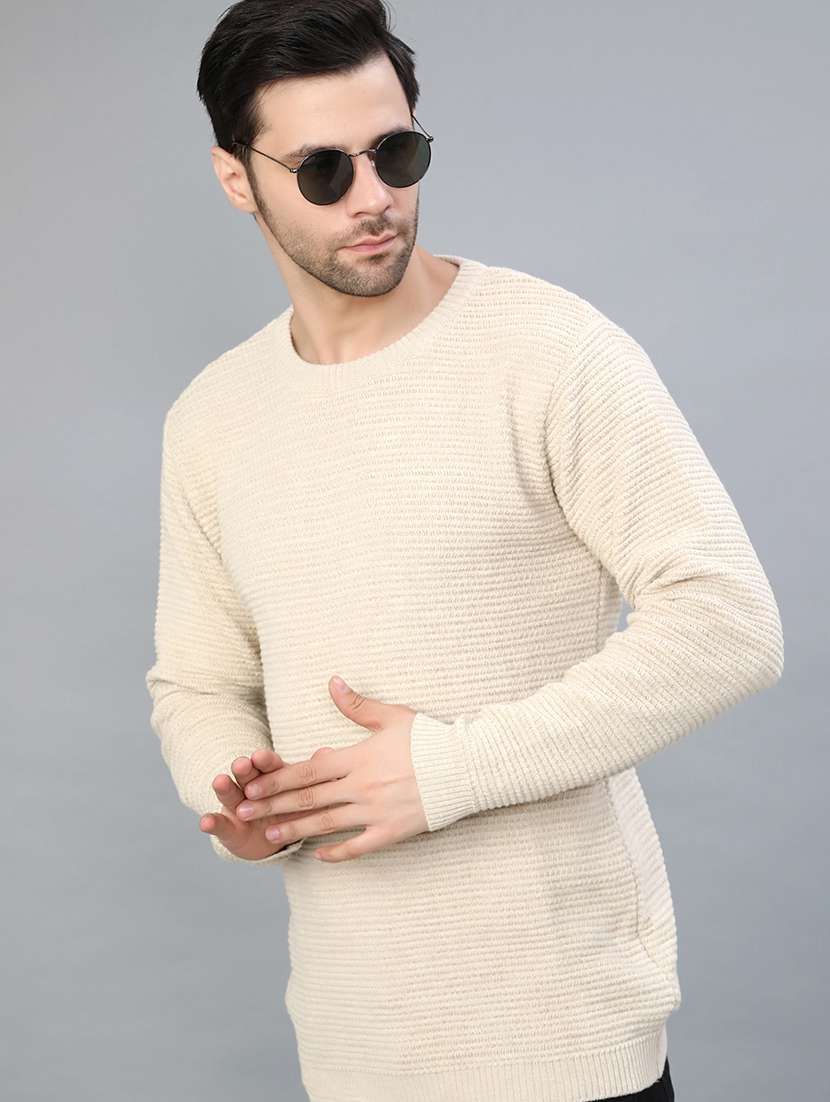 men self design long sleeve regular fit pullover 