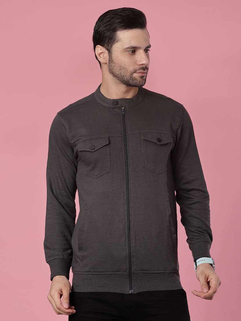 men solid long sleeve regular fit sweatshirt