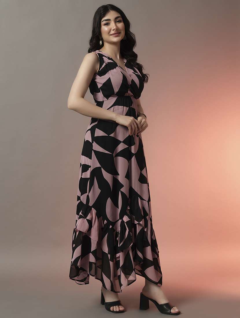 women printed sleeveless tiered maxi dress - 22006871 -  Standard Image - 1