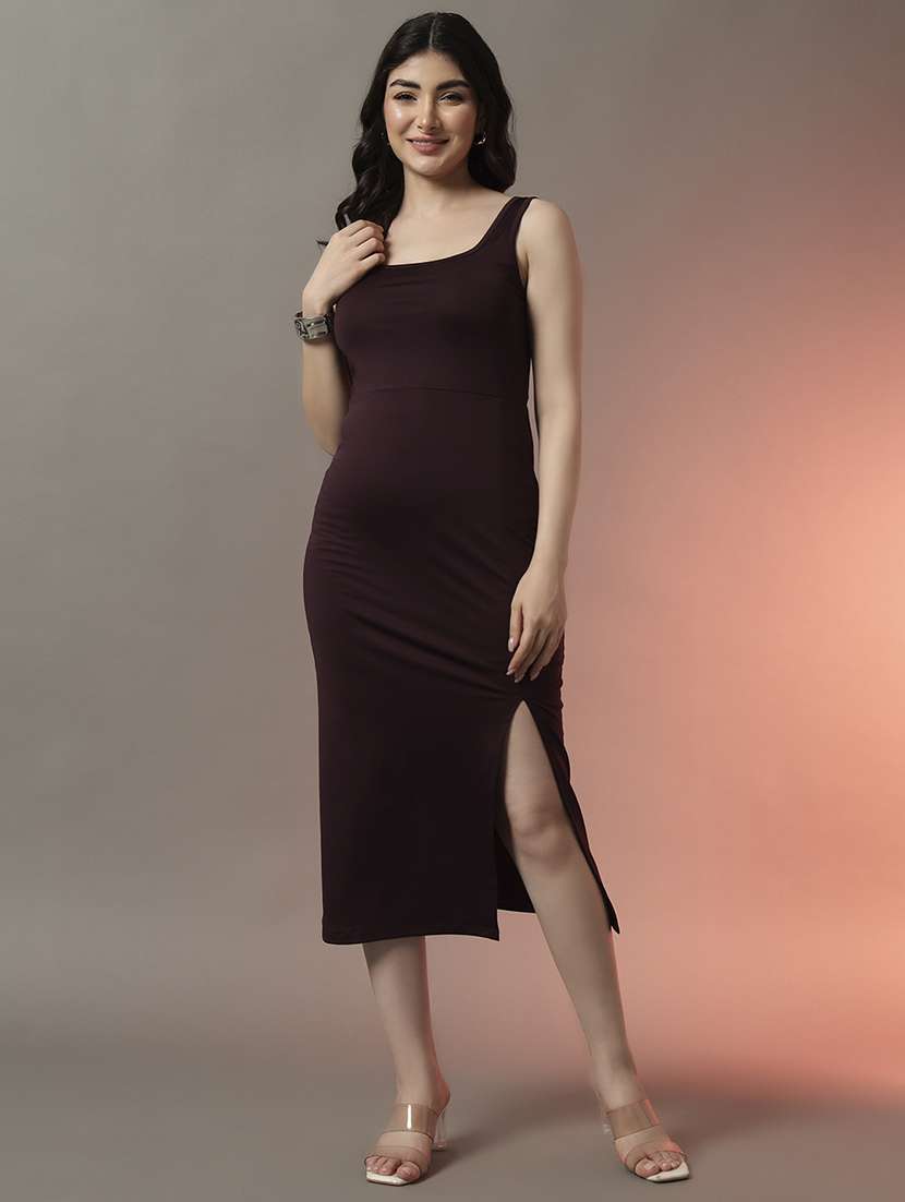 women solid square neck slim fit sheath dress - 22006876 - Standard Image - 1