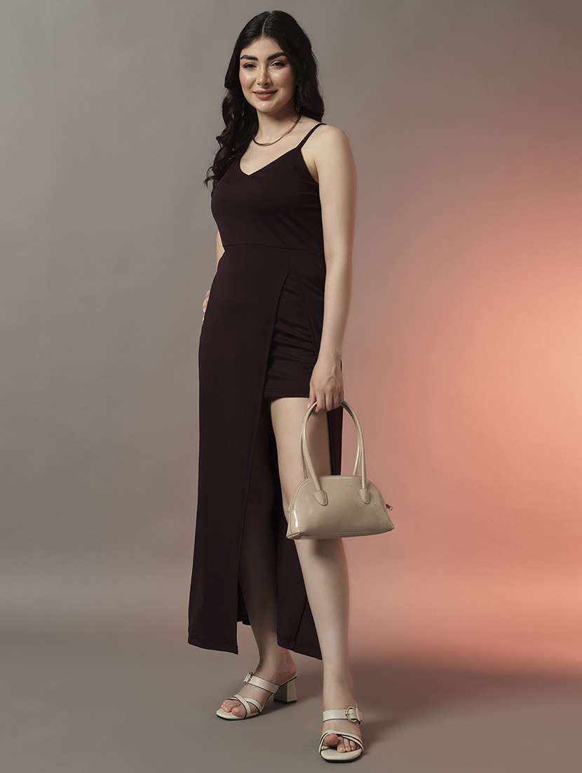 women solid shoulder strap bodycon dress - 22006878 -  Standard Image - 1